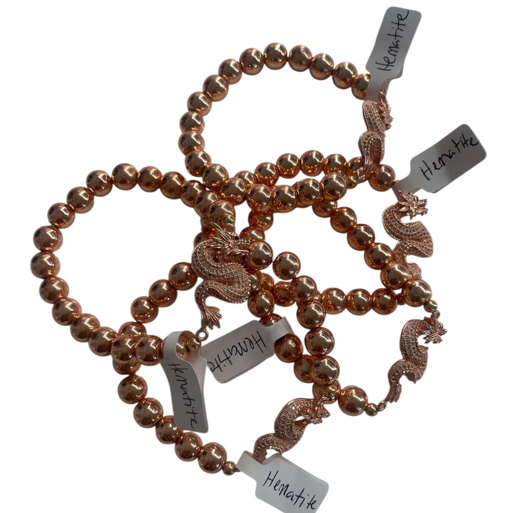 Rose Gold Hematite, Dragon,Stretch, Bracelet - Picture 5 of 6